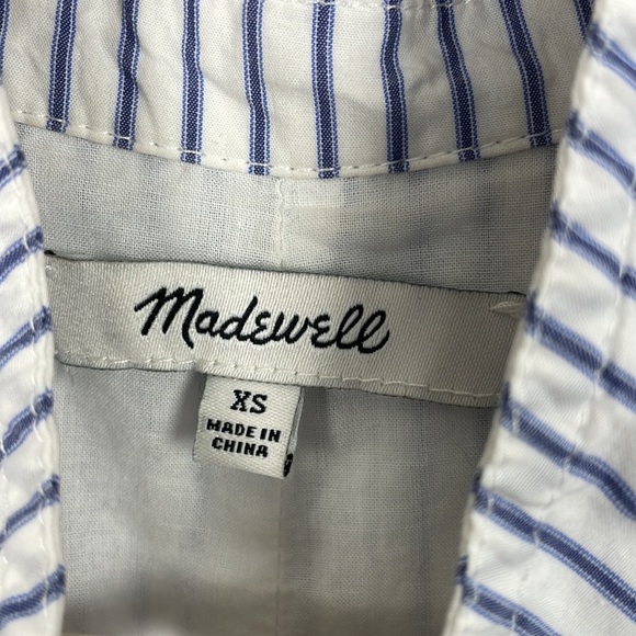 Madewell Swingout short sleeve lined 2 pocket V neck strip shirt dress Size XS - Picture 10 of 10